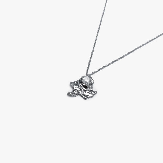 Diamond Heart Necklace Silver