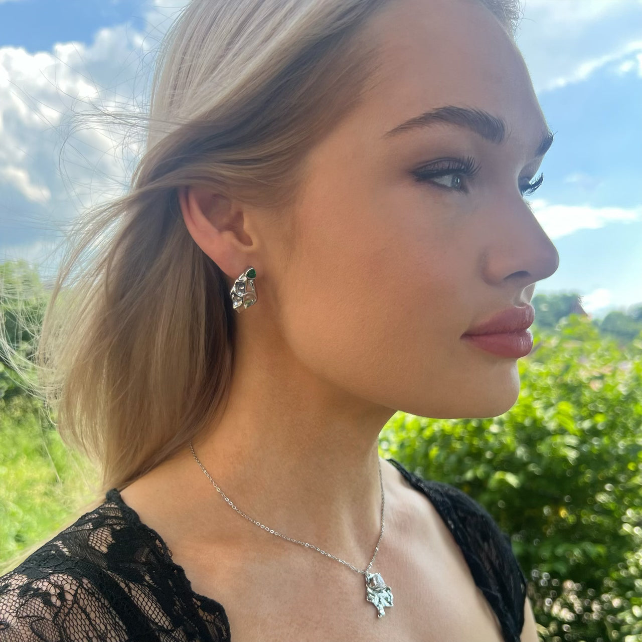 Silver Blätter Studs